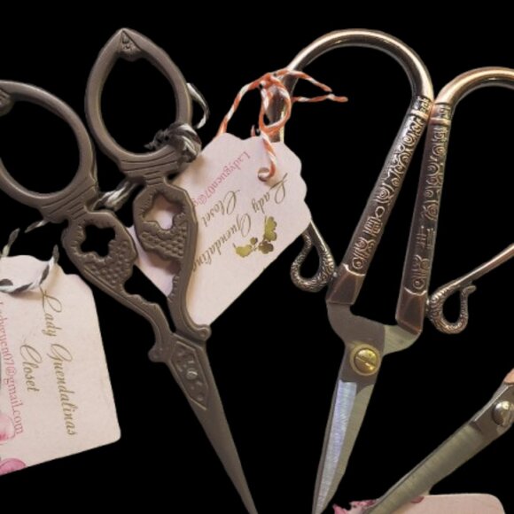 Lot 4 Fancy Needlework Scissors Embroidery Sewing Historical Reenactor Crafts B - Picture 3 of 4